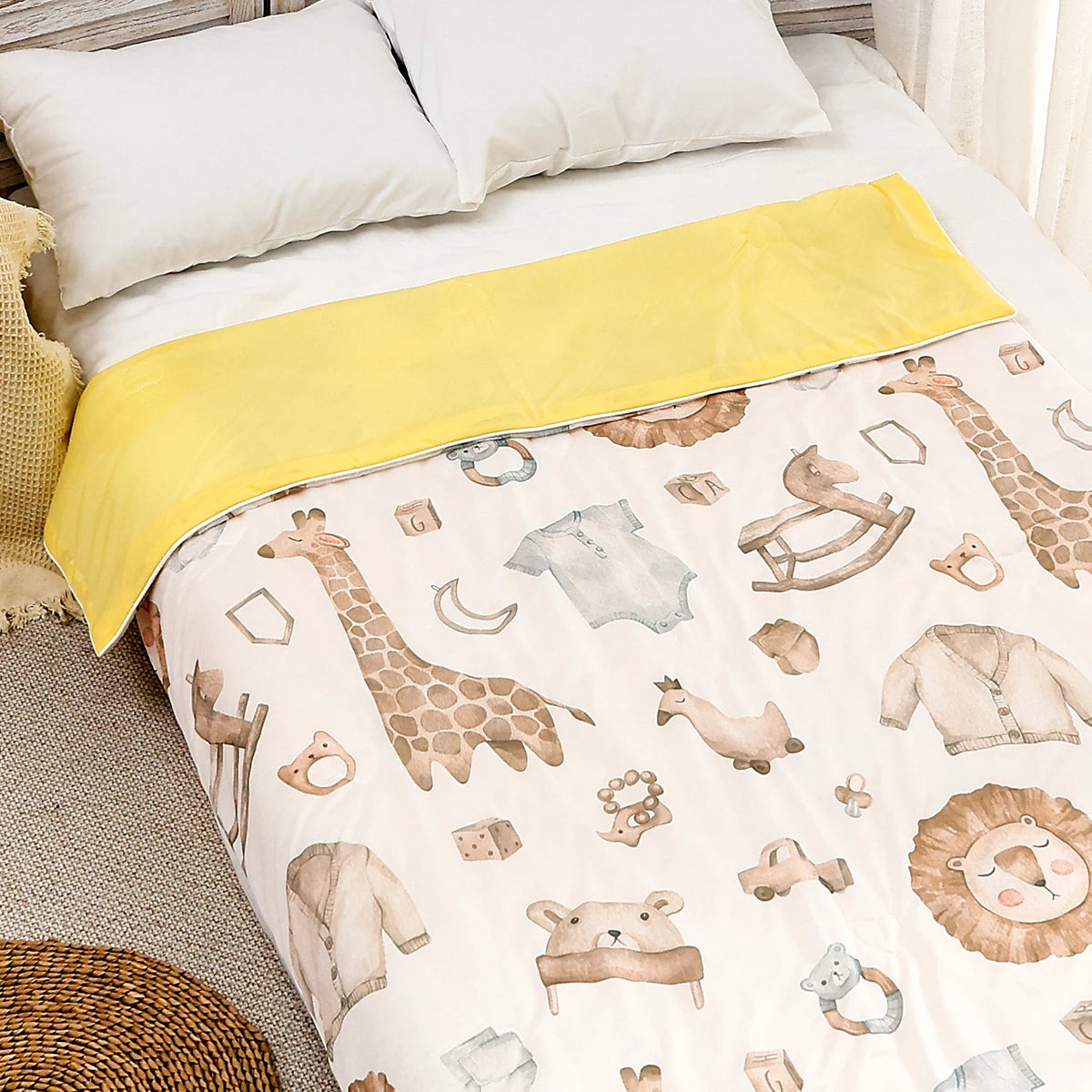 Tejesa Double Side Use Baby Cotton Padded Blanket /Breathable New born Quilt Size 110x150cm