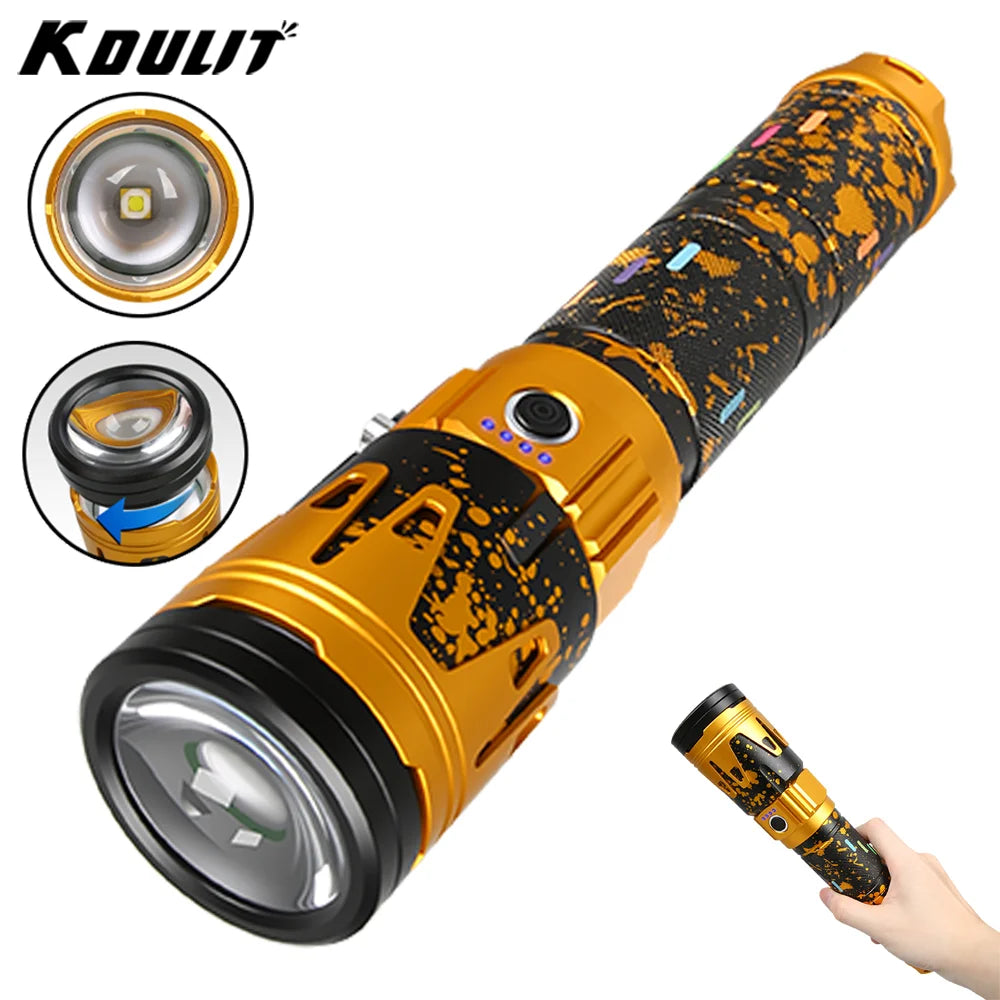 Hemasa Powerful LED Flashlight Super Bright Spotlight Long Range Lamp Zoomable Torch Outdoor Emergency Tactical Search Lantern