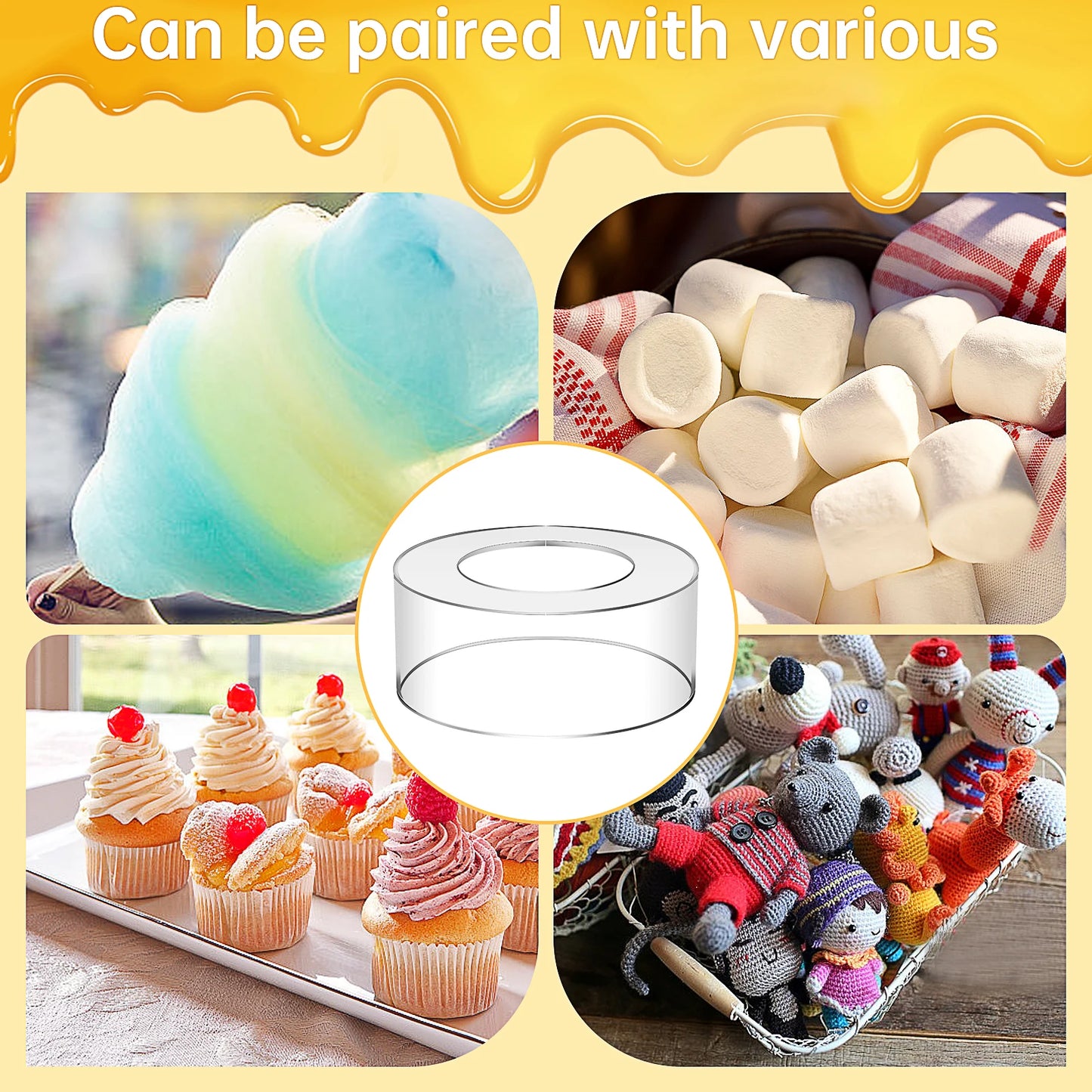 2Pcs Acrylic Cake Stand Fillable Cake Risers Clear Cake Tier Stackable Cake Display Boxex Decor Wedding Birthday Party Supplies
