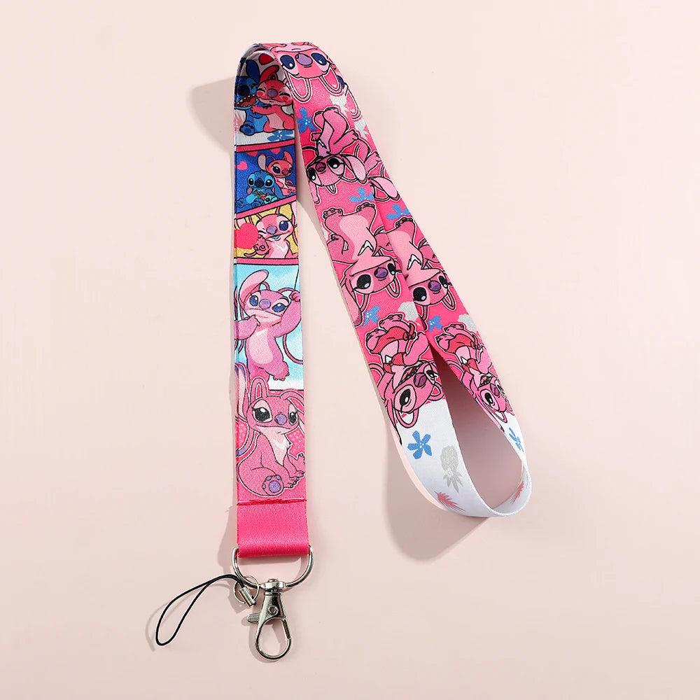 Stitch Disney Phone Lanyard Anime Lilo&Stitch Cartoon Printed Ribbon Card Cover Hanging Neck Long Rope Kawaii Gifts