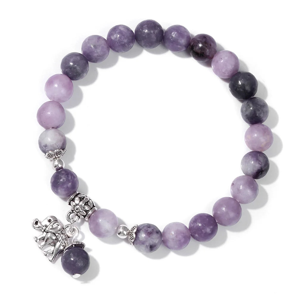Hemasa   Cat eye Beads Bracelet with Elephant Pendant Bracelet