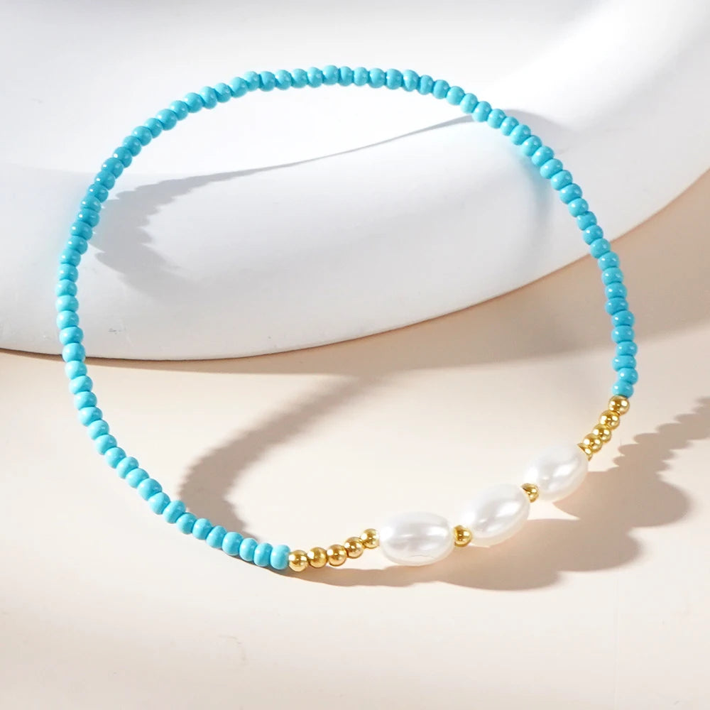1pc Women's Fashion Bracelet Bohemian Style Multi colored Glass Bead Imitation Pearl Bead Bracelet for Daily Versatile Gifts