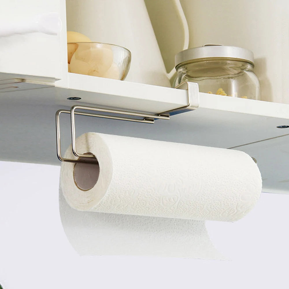 Tejesa Kitchen paper towel holder Stainless steel nail free punch free wall mounted metal toilet roll holder