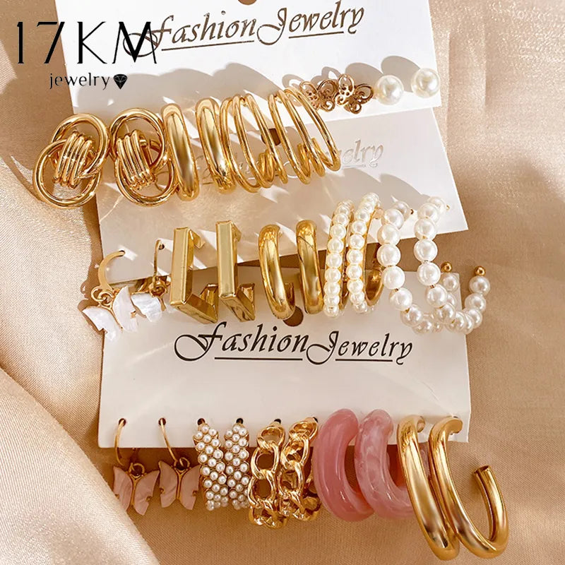 Hemasa Gold Colour Acrylic Pearl Twist  Earrings for  Women