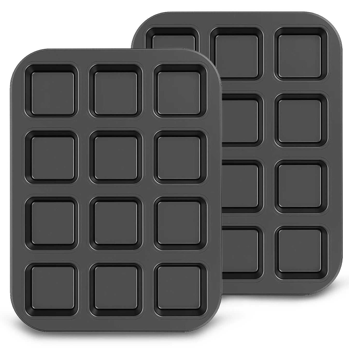 Tejesa 12 Cavity Square Muffin Tin Tray Non-Stick Mini Muffin Baking Pan Multipurpose Sturdy Square Muffin Tin Tray Bakeware Mold