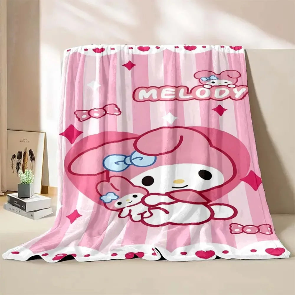 My Melody Flannel Blanket Sanrio Soft Fluffy Quilt Thicken Plush Nap Blanket Cartoon My Melody Sofa Blanket Child Adult Gift