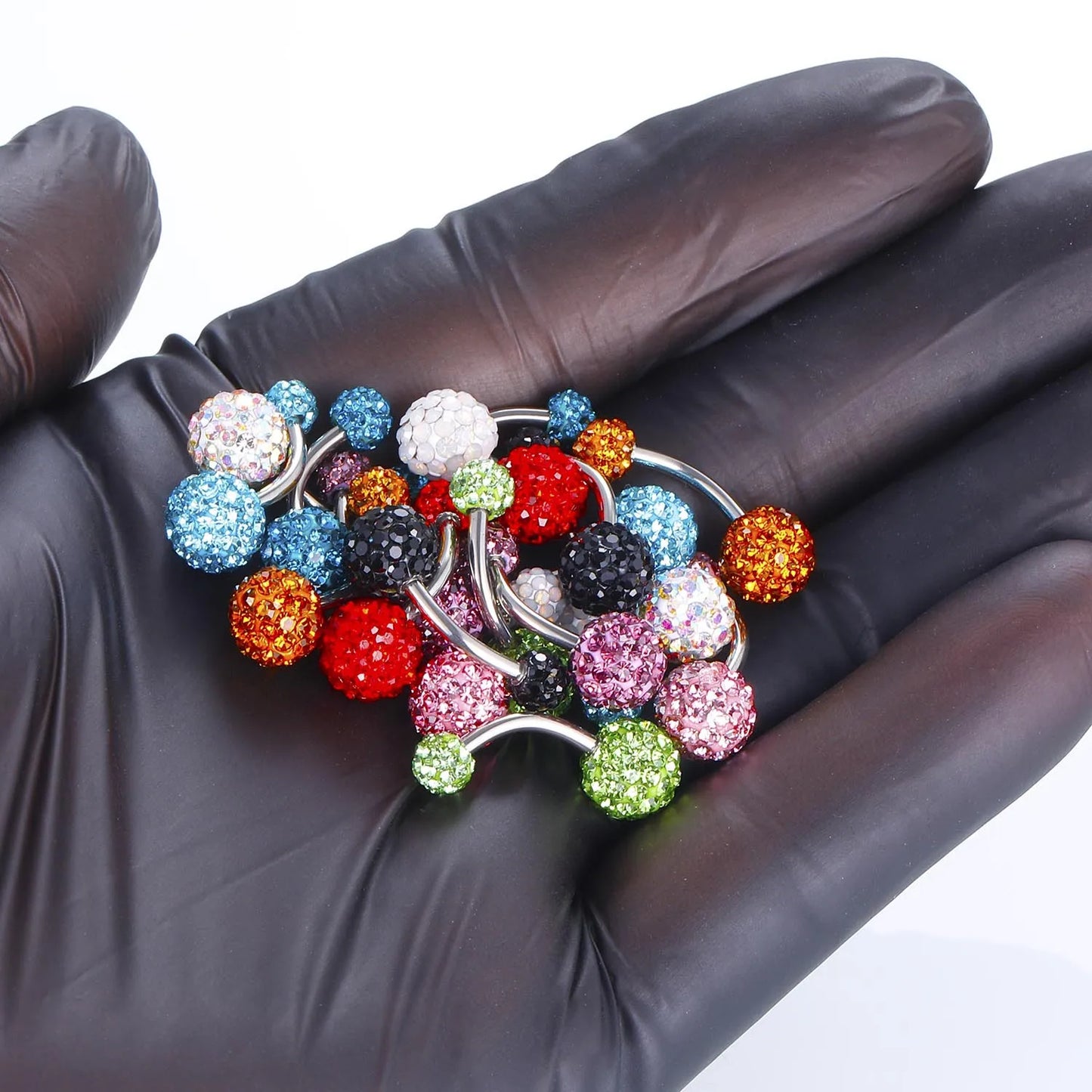 1PCS Crystal Ball Belly Button Rings Stainless Steel Zircon Navel Piercing Heart Belly Piercing Cute Navel Bar Piercing Ombligo