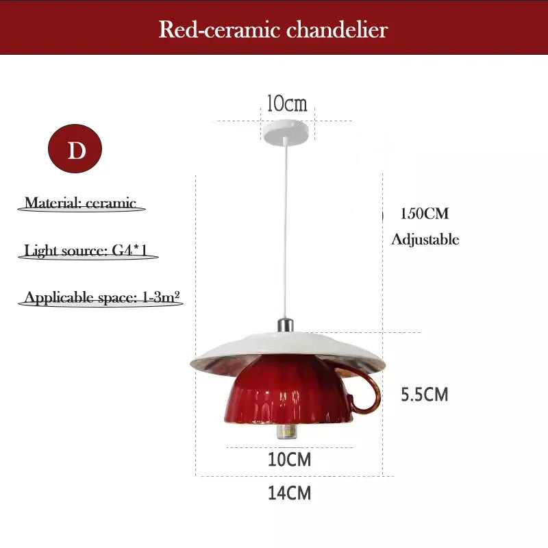 Chinese Style Flower Ceramic Cup Chandeliers Dining Room Dining Table Lamp Modern Creative home Decor Bedroom Bedside Chandelier