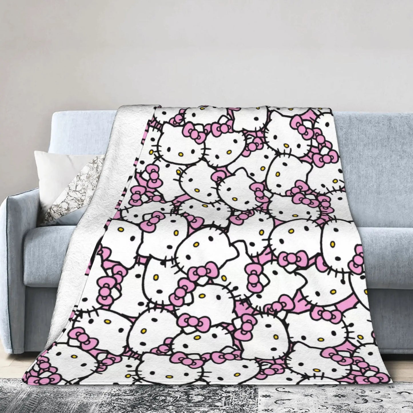 Tejesa Pink Cute Flannel Print  Super Soft Throw Blankets for Bedding Couch Bedding Throws
