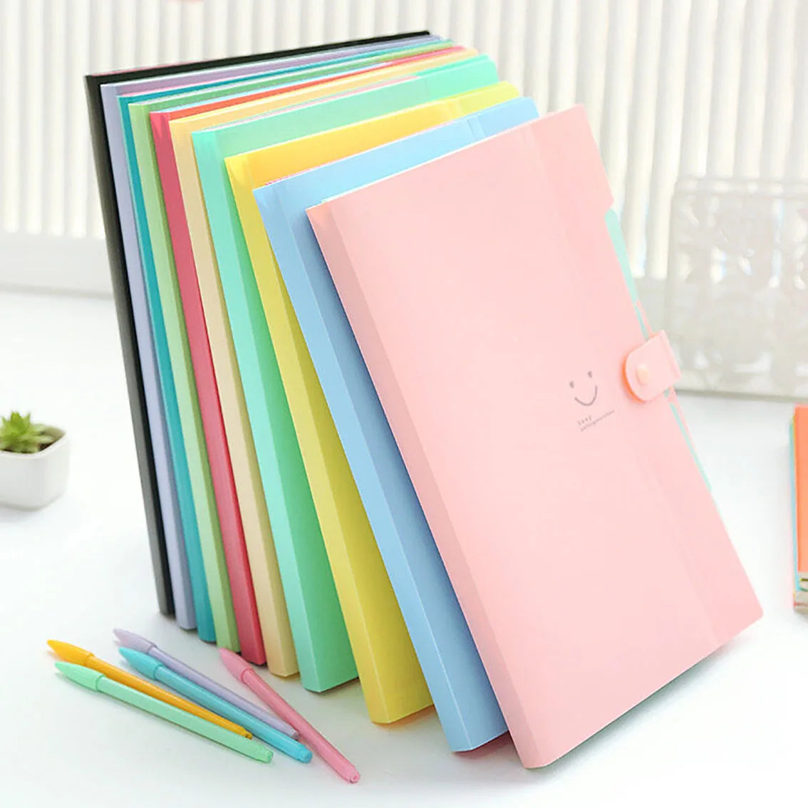 5page Classic Accordion File Folders - A4 Document Storage Bags with Plastic Material and Test Roll Holder - Durable and Expanda