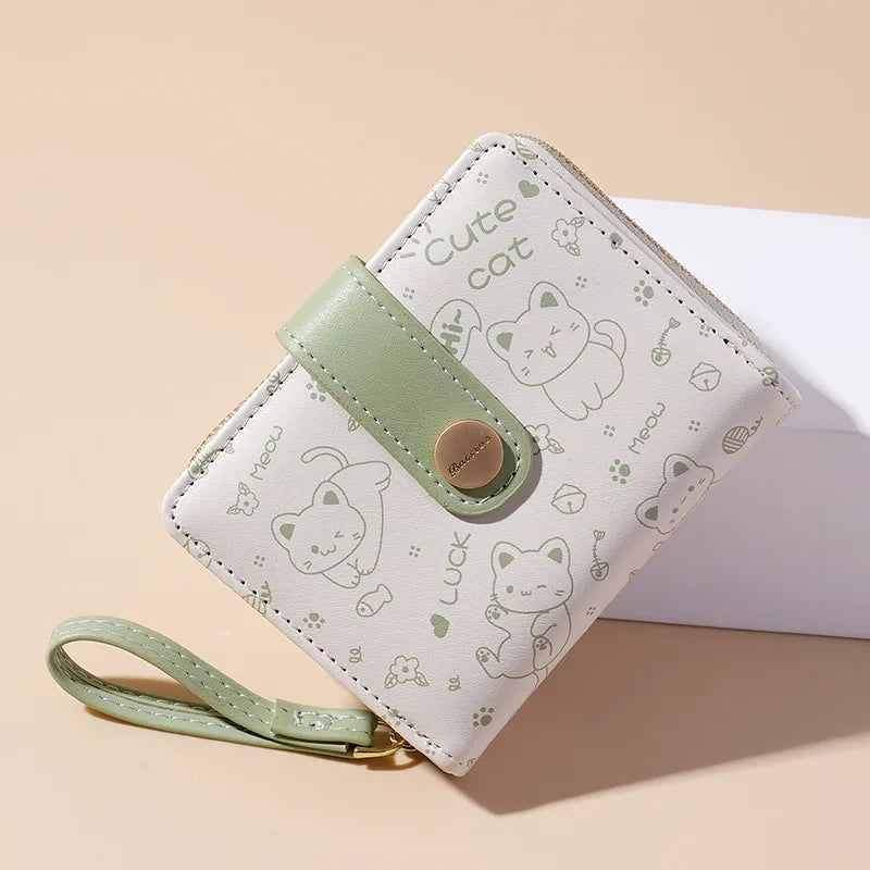 Cat Wallets Fashion Cute Cartoons Luxury Women'S Small Wallet Leather Short Card Hold Package Female Wallet Coin Purse For Women