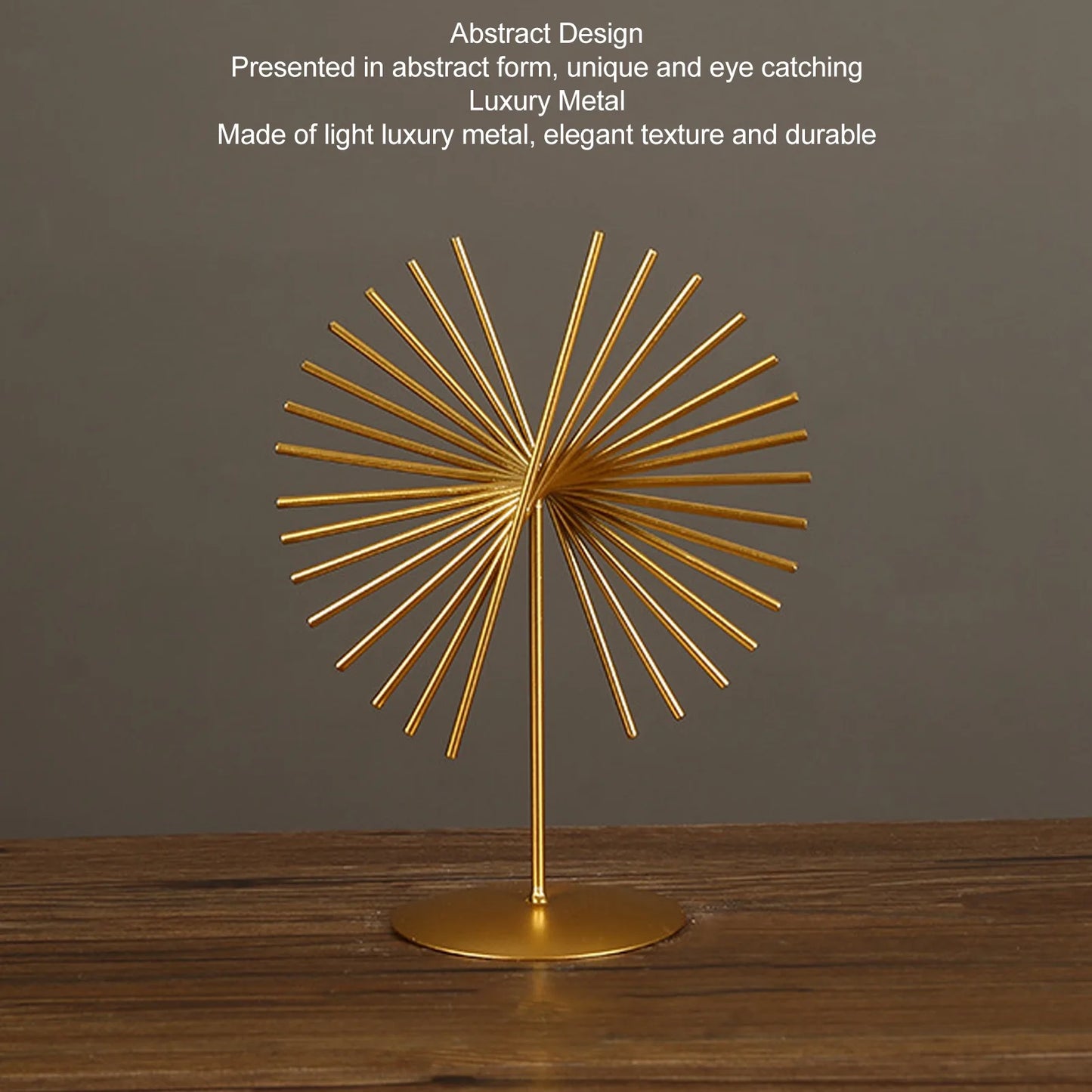 Hemasa Abstract Ornament Light Luxury Metal Geometric Lines Sculpture Decoration with Base for Home Livingroom Office