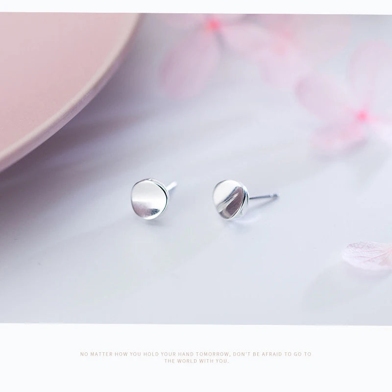 Modian Fashion Simple Unique Design Round Stud Earrings for Women 925 Sterling Silver Wedding Statement Jewelry Brincos