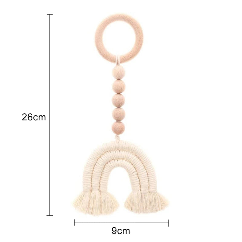 Handmade Woven Cotton Rope Rainbow Decoration Natural Wooden Bead Tassels Garland String Wall Hanging Ornament Home Decoration
