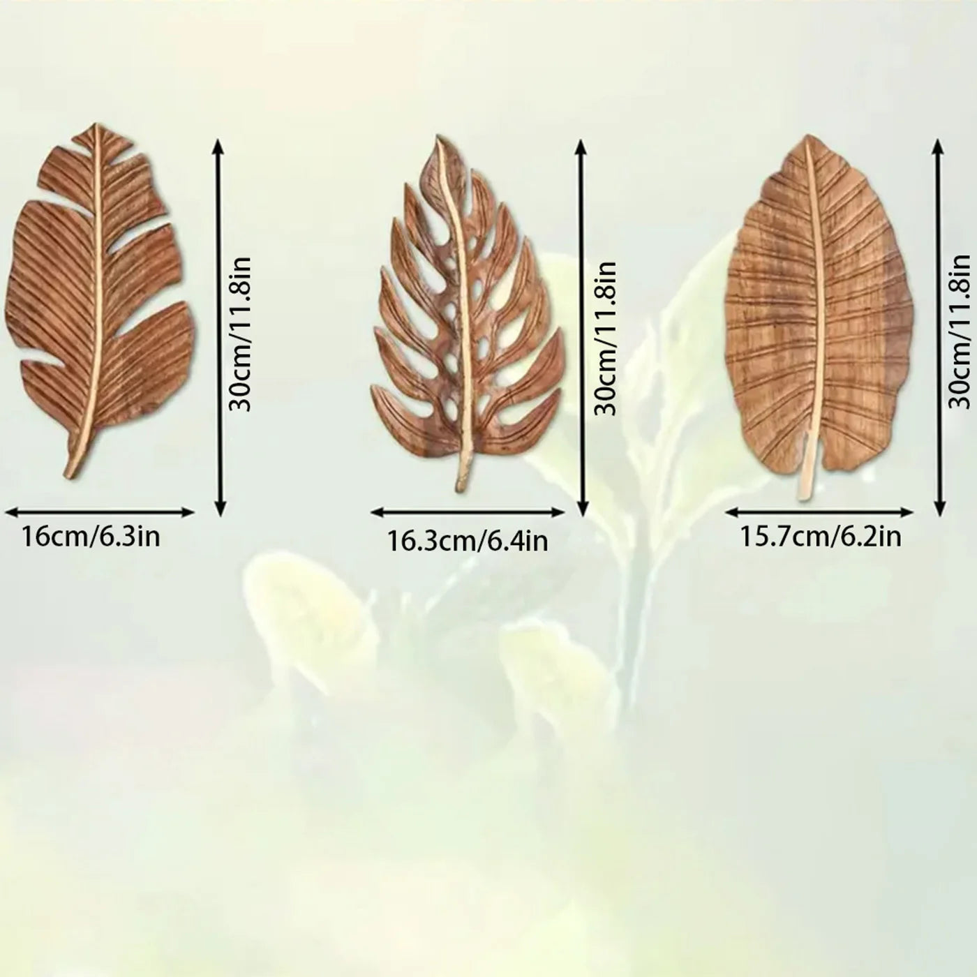 Hemasa 3pcs Wood Leaf Wall Art Decor, Bohemian Home Decor, Wood Wall Sculptures for Living Room, Indoor Wall Hanging Decoration