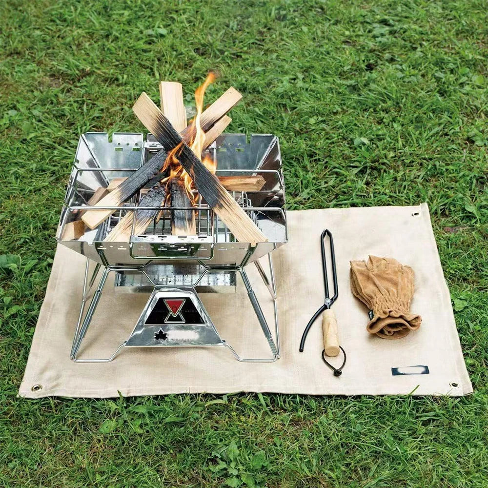 Tejesa 1pc Outdoor Camping Fireproof Cloth Picnic Barbecue Insulation Mat Flame Retardant High Temperature Fire Blanket Fiberglass Mat