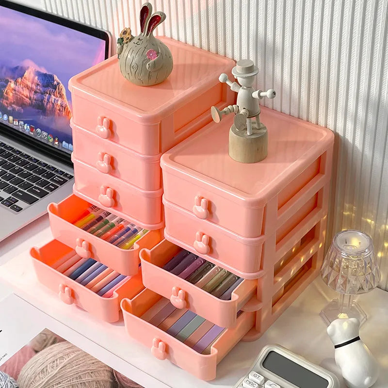 Bview Art Cartoon desktop organizer small drawer desk plastic mini storage box rabbit stationery storage boxes