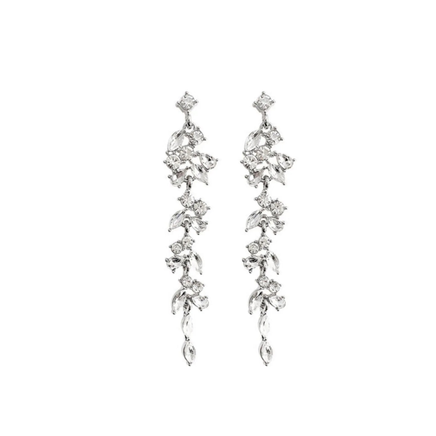 Hemasa  Simple Long Tassel Zircon Leaf Earrings Earrings