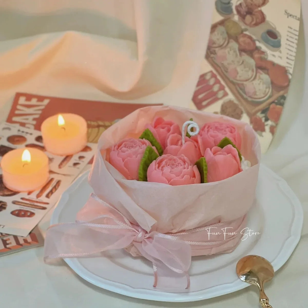 DIY Bouquet Aromatherapy Candle Silicone Mold Rose Tulip Valentine's Day Gift Mold Diffuser Stone Handmade Soap Plaster Decor