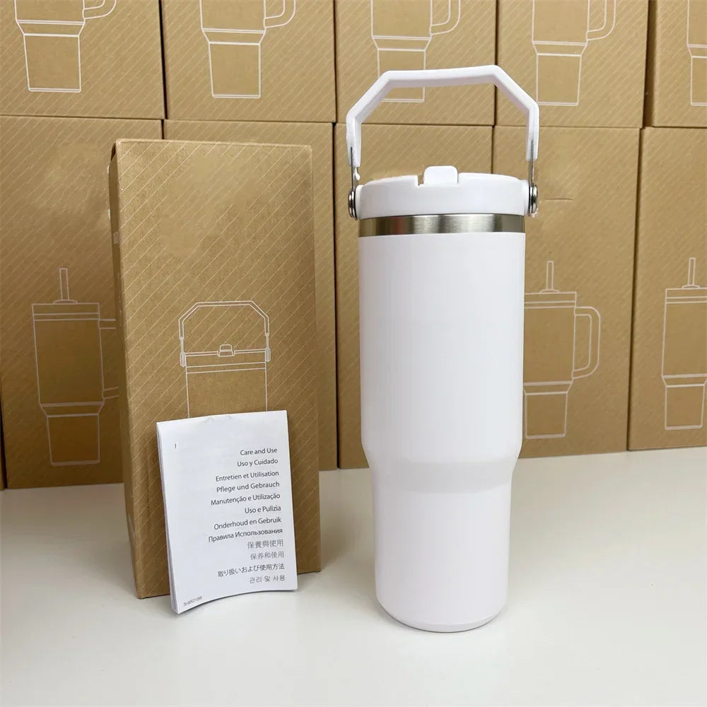 For Stanley 30oz Tumbler With Handle Leopard Tumbler With Straw Lids Stainless Steel Coffee Termos Cup Car Mugs Vacuum Cup