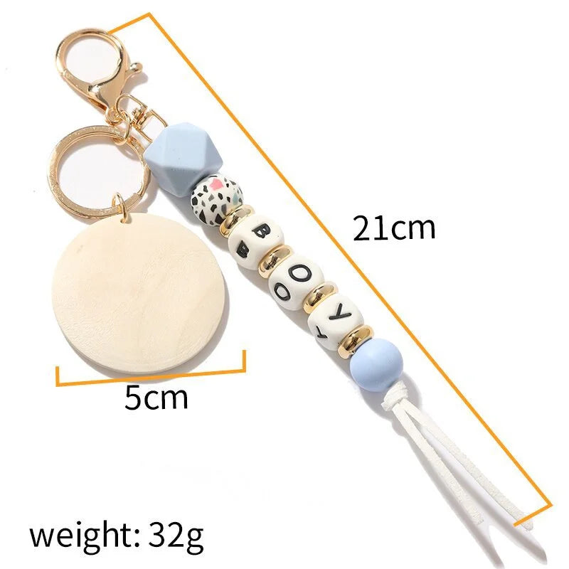 Hemasa Letter MAMA LOVE Keychain For Women Men Silicone Beads Keyring For Keys 2022 Car Keychain Charms Wholesale Gift Trendy New