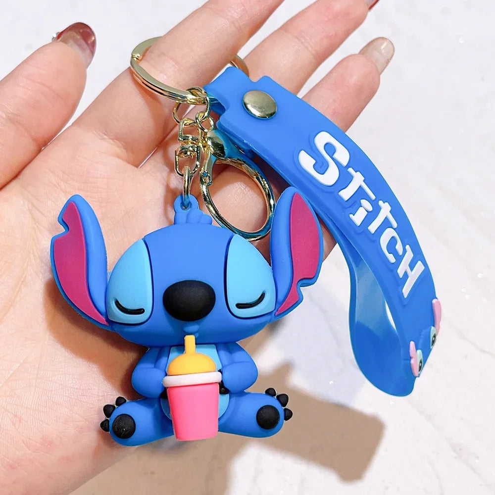 Disney Creative Cartoon 3D Silicone Stitch Pendant Keychain for Women Men Teens Backpack Bag Car Keys Accessories Gifts for Fans