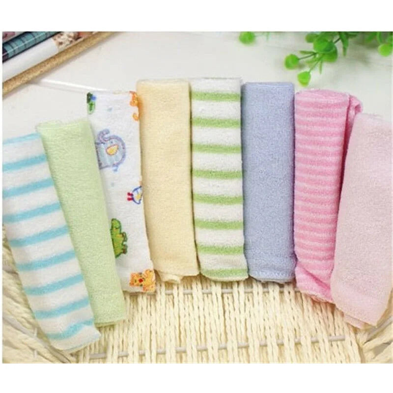 Hemasa 8PCS Baby Washcloths Set, Soft Absorbent Organic Cotton Washable Saliva Towel Face Wipes, Newborn Bath Face Towel Random Color