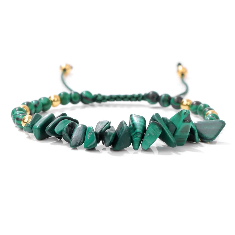 Tejesa Irregular Natural Gem Crystal Stone Beads Bracelet Braided Obsidian Aventurine Amethysts Aquamarin Opal Chip Bracelets For Women