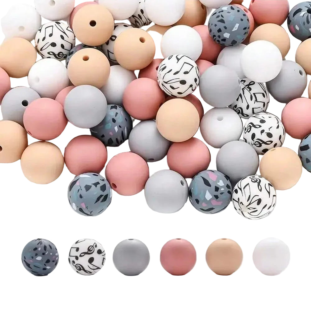Hemasa 50PCS colorful silicone bead combination, suitable for DIY jewelry, bracelets, necklaces, keychains, bead pens and othes