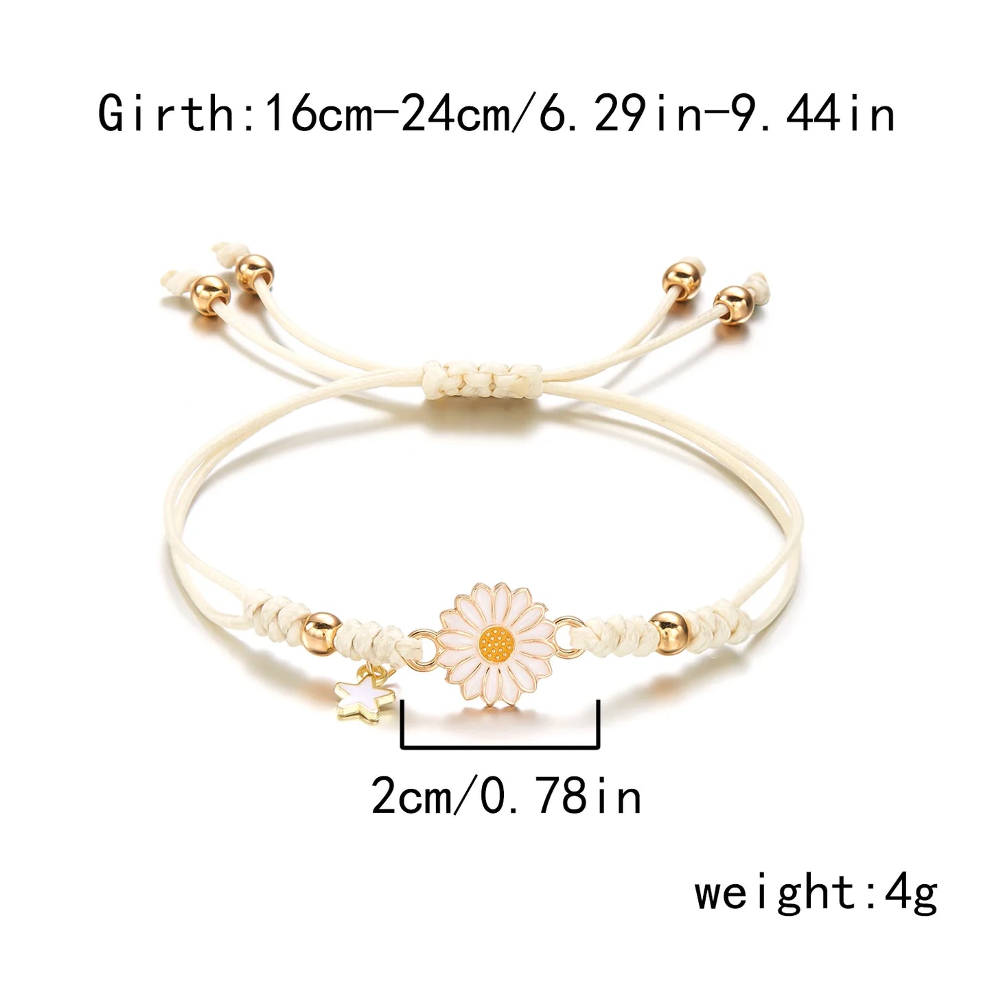 Hemasa Boho Handmade Star Flower Daisy Bracelet for Girl /Women/ Strap Rope Bracelet