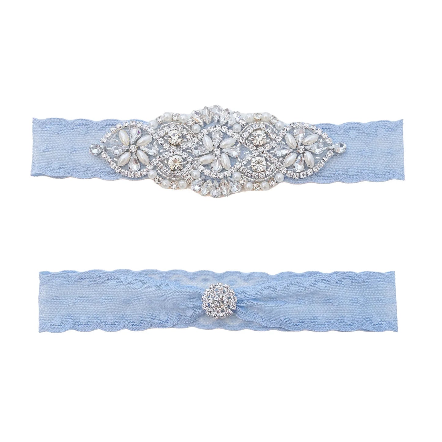 Sky Blue Bridal Wedding Garters 2025 for Bride Party Crystals Pearls Sexy Rhinestone  Garter Belt for Women Accessories Gift