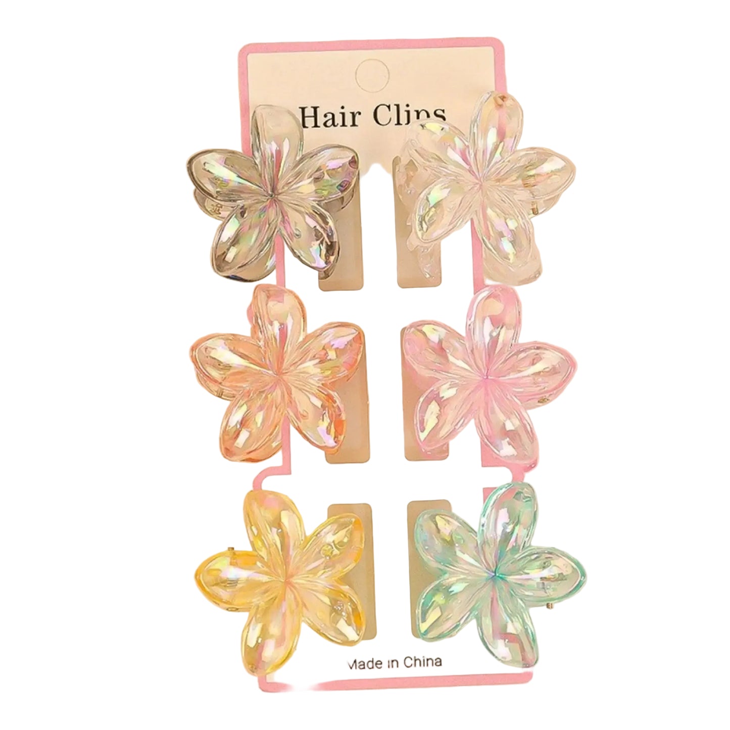 Tejesa 1set/lot 6 pieces of small hibiscus hair clip with gradient color, seaside vacation hair bun magic tool.