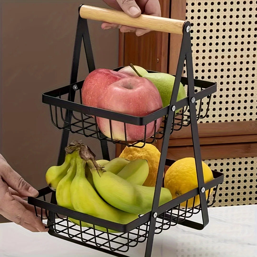 Multi-Layer Countertop Fruit Basket, Fruit Bowl, Bread Basket, Vegetable Rack for Kitchen Storage, Storage Basket for Living Room, Basket and Bowl Rack, Detachable Wire Basket for Bathroom Storage, Suitable for Home, Dining R