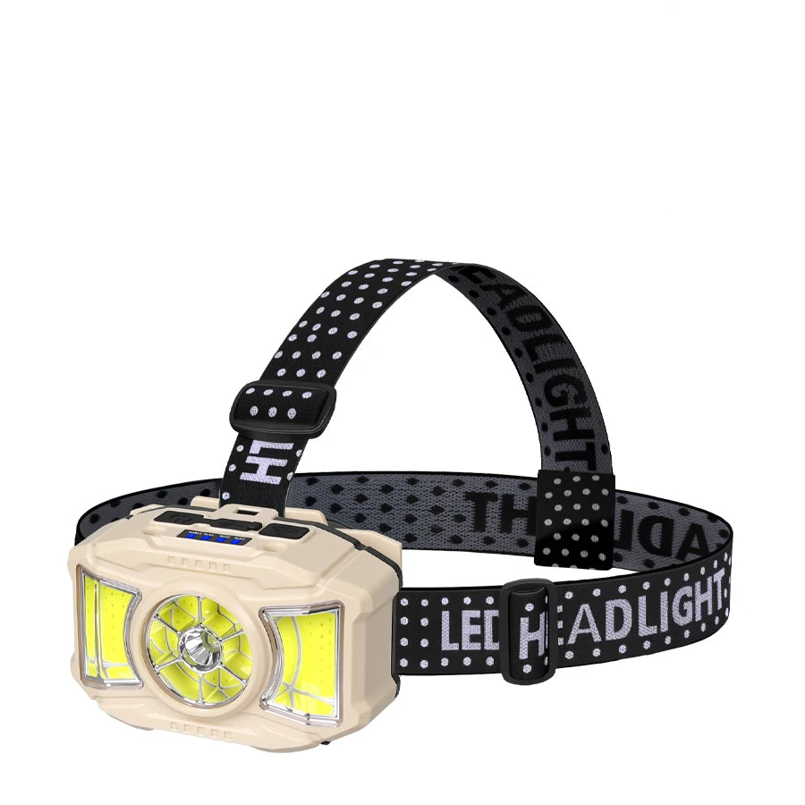 Hemasa Super Bright Mini LED Headlamp USB Rechargeable 18650 Battery Headlight Dual Light Source Outdoor Camping Hunting Head Lamp