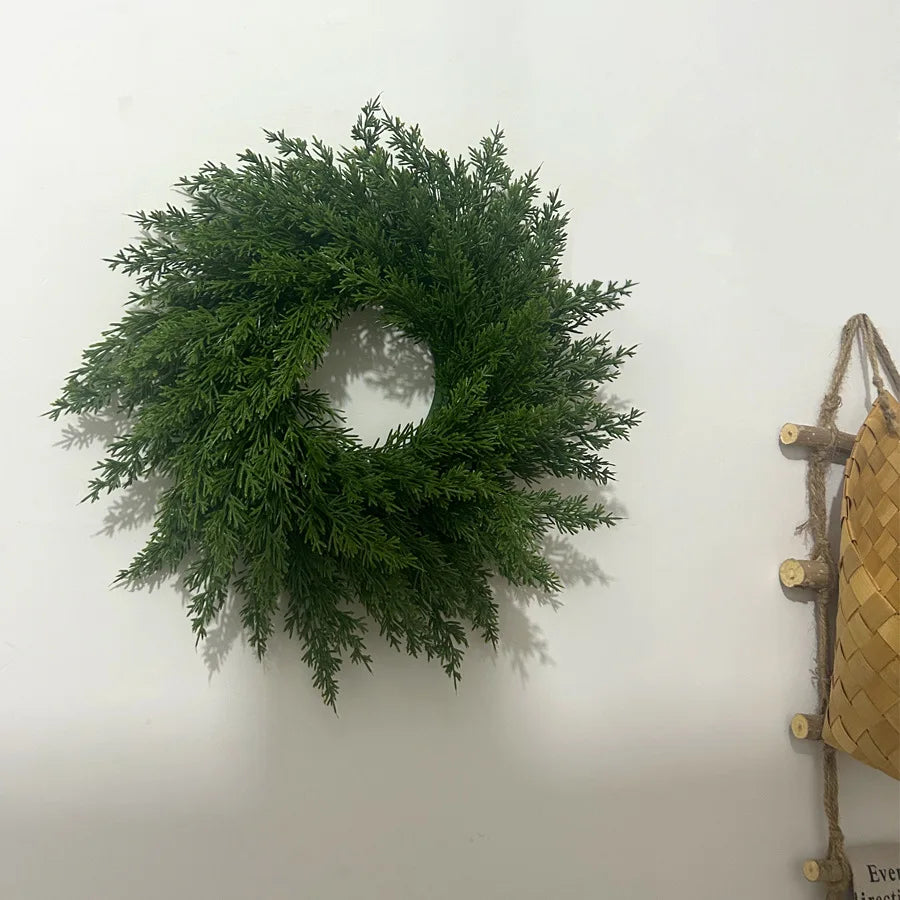 Tejesa Handmade Christmas Cypress Wreath for Front Door 18inch Real Touch Artificial Cedar Wreath Christmas Home Outdoor Decor