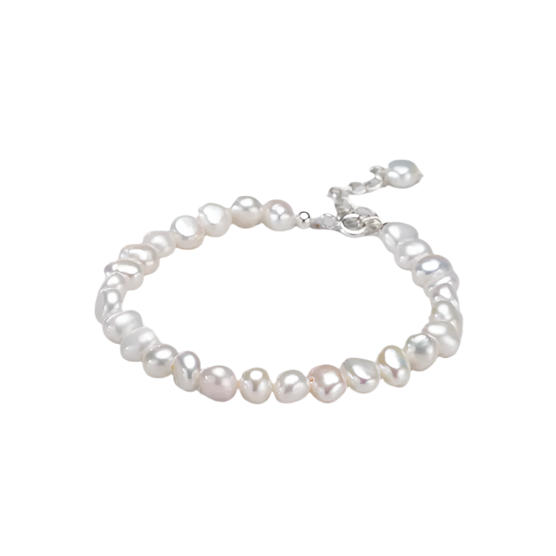 Hemasa 5-6mm White Freshwater Pearl Bracelet for Women /Gift/ Girls