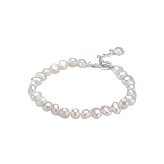 Hemasa 5-6mm White Freshwater Pearl Bracelet for Women /Gift/ Girls