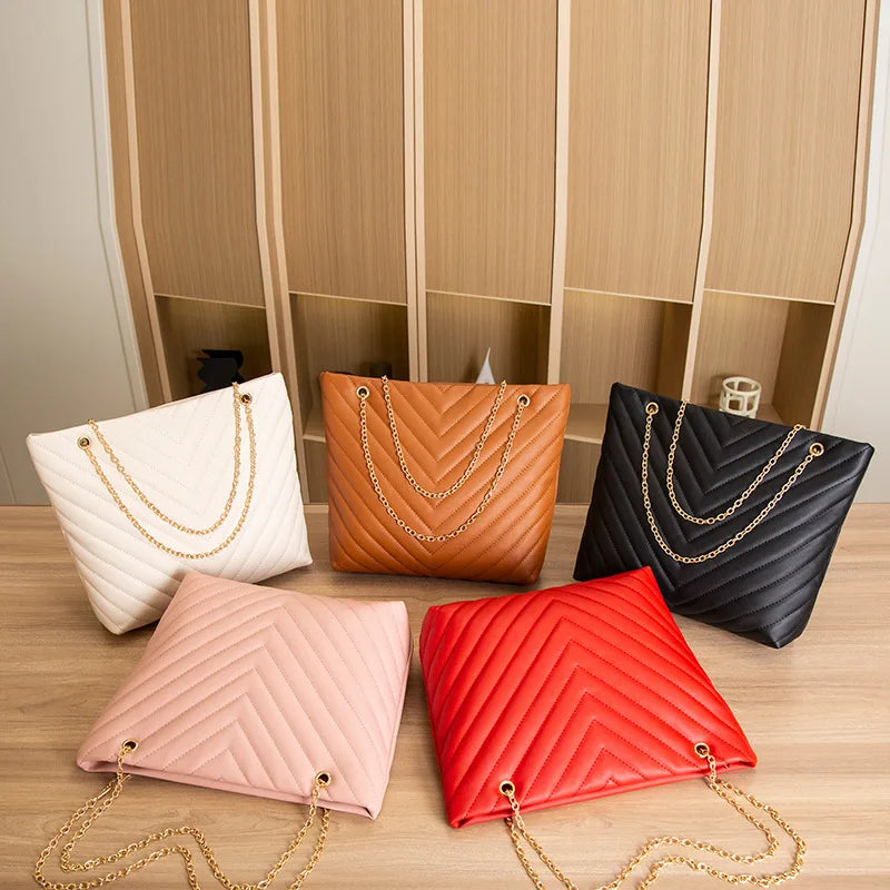 Hemasa  Shopping Bag Large Capacity Shoulder Bags High Quality Pu Leather Handbag