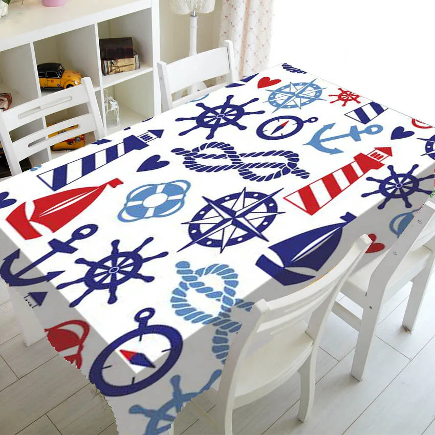 Blue And White Stripes Luxury Kitchen Wedding Decoration Coffee Table Tablecloth Waterproof Tablecloth Nappe De Table