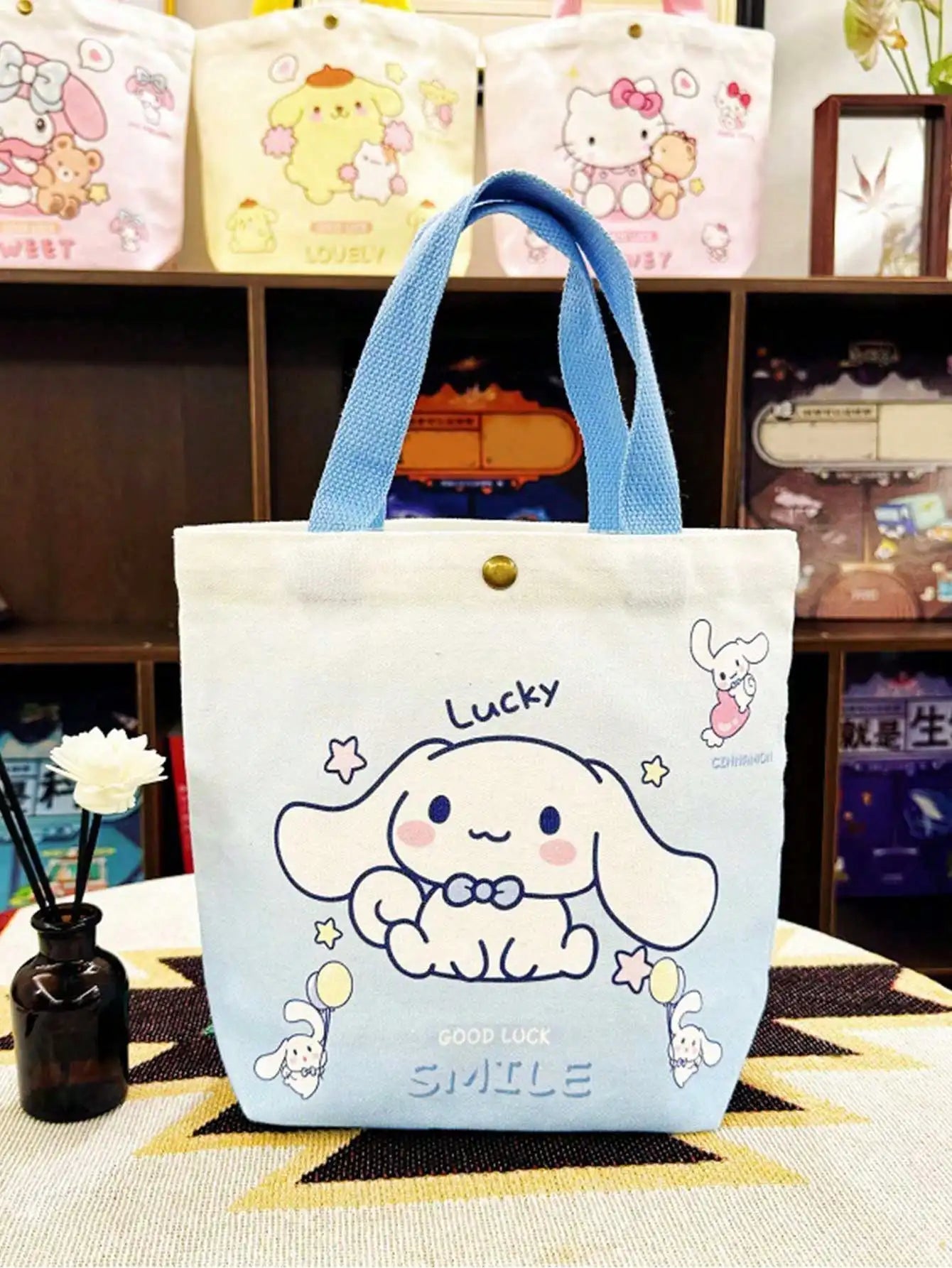 MINISO Cartoon Insulated Cinnamon Dog Kuromi Portable Lunch Bag Lunch Box Bag Student Office Workers Bring Meal Storage Bag