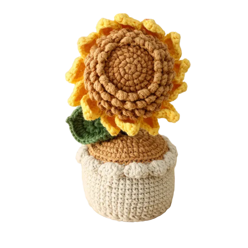 Hemasa Crochet  Colourful  Kintted  Potted  Sunflowers Table Decor Graduation Gift