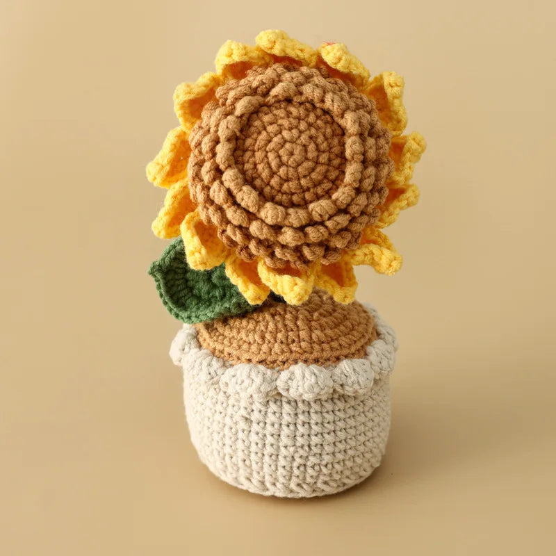 Hemasa Crochet  Colourful  Kintted  Potted  Sunflowers Table Decor Graduation Gift