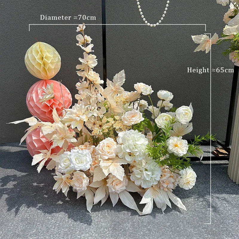 Romantic Purple Rose Hydrangea Aisle Floor Flower Wedding Backdrop Arch Decor Hang Floral Row Table Centerpieces Ball Party Prop
