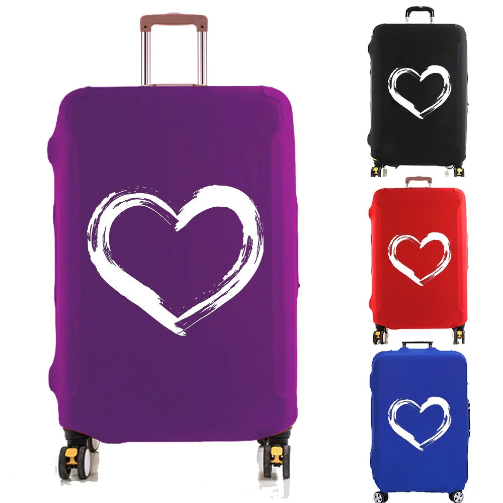 Tejesa White Love Heart Luggage Cover /Suitcase Protector New Thicker Elastic Dust Cover for 18-32 Inch Trolley Case Travel Accessories