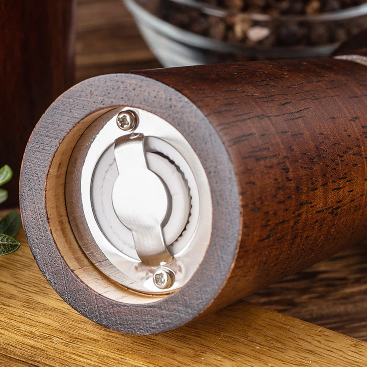 Tejesa Wooden Pepper Mills Salt and Pepper Grinder 5/8 Inch Spice Pepper Grinder with Adjustable Ceramic Handheld Herb Seasoning Mills