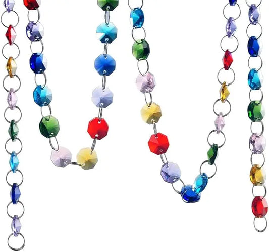6-foot glass crystal rainbow-colored 14mm octagonal bead chain prism for hanging wedding garland