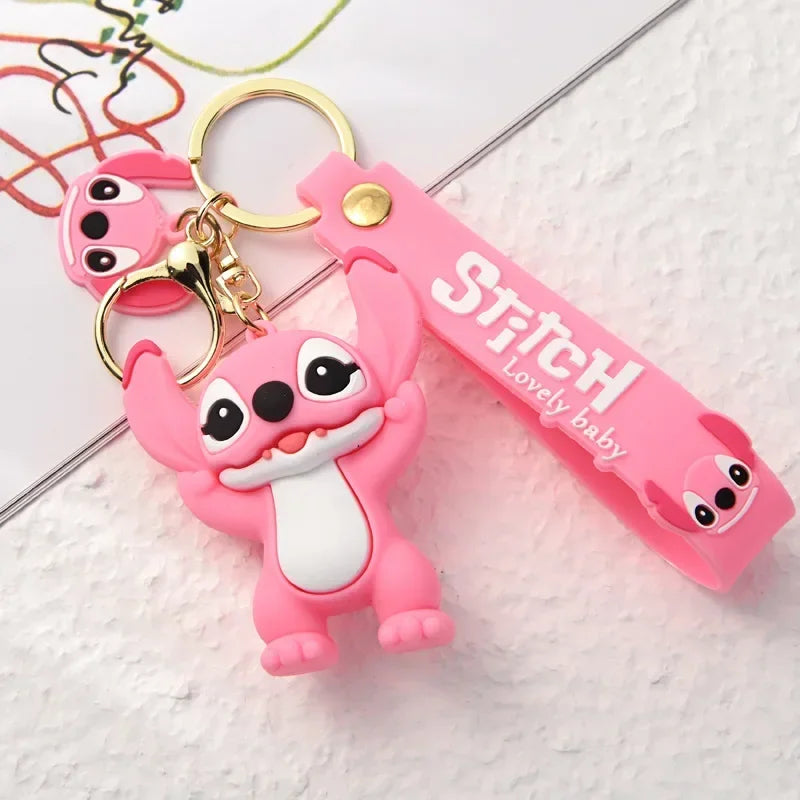 Disney Creative Cartoon 3D Silicone Stitch Pendant Keychain for Women Men Teens Backpack Bag Car Keys Accessories Gifts for Fans