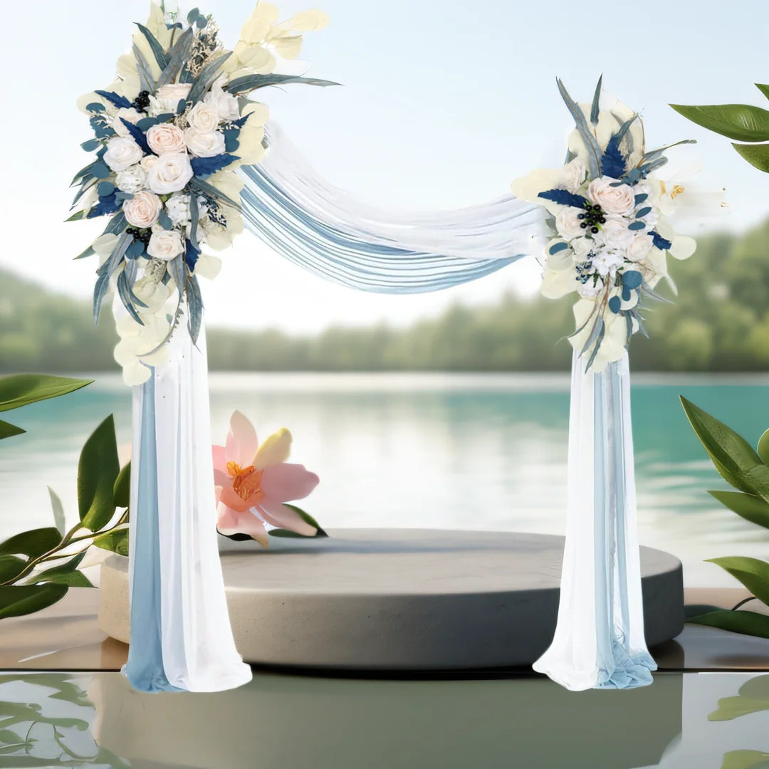 YeeNanee Deluxe Wedding Arch Flowers White Red Artificial Floral Swags for Country Wedding Ceremony Arbor Backdrop Decoration