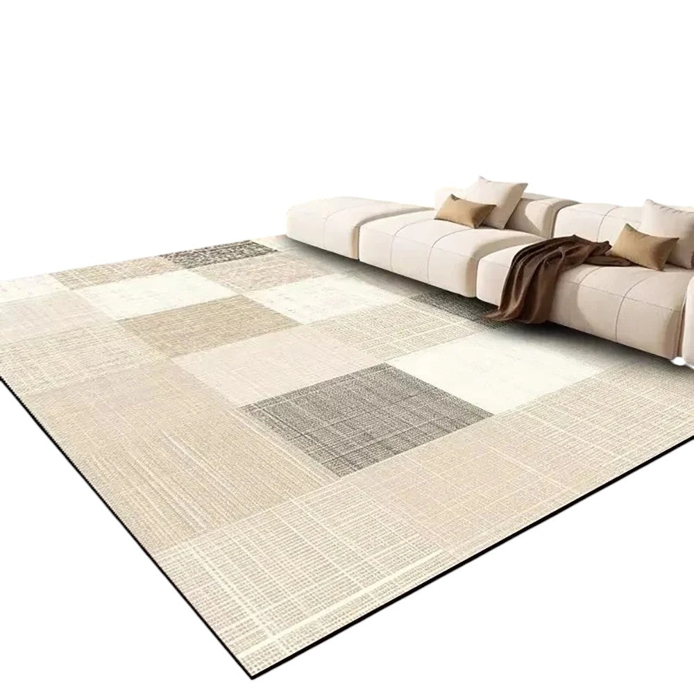 Tejesa  Large Flannel Rug Luxury Plaid Non-Slip Living Room Bedroom Mat Stain Resistant Washable Bedside Home Decor Rug