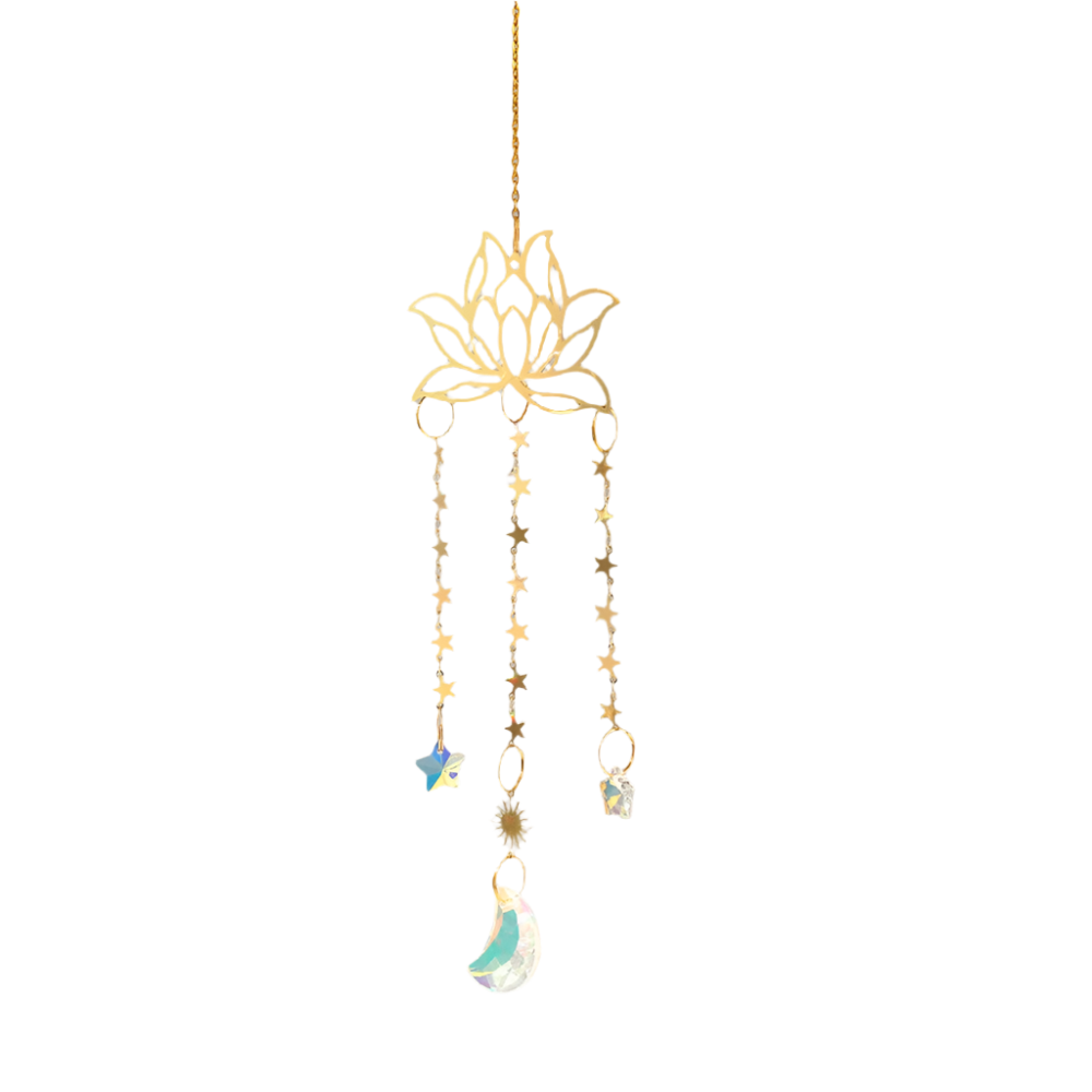 Hemasa Lotus Sunlight Catcher Gold Star Ornament Sun Crystal Catcher Hanging Crystals Car /Sun Catcher